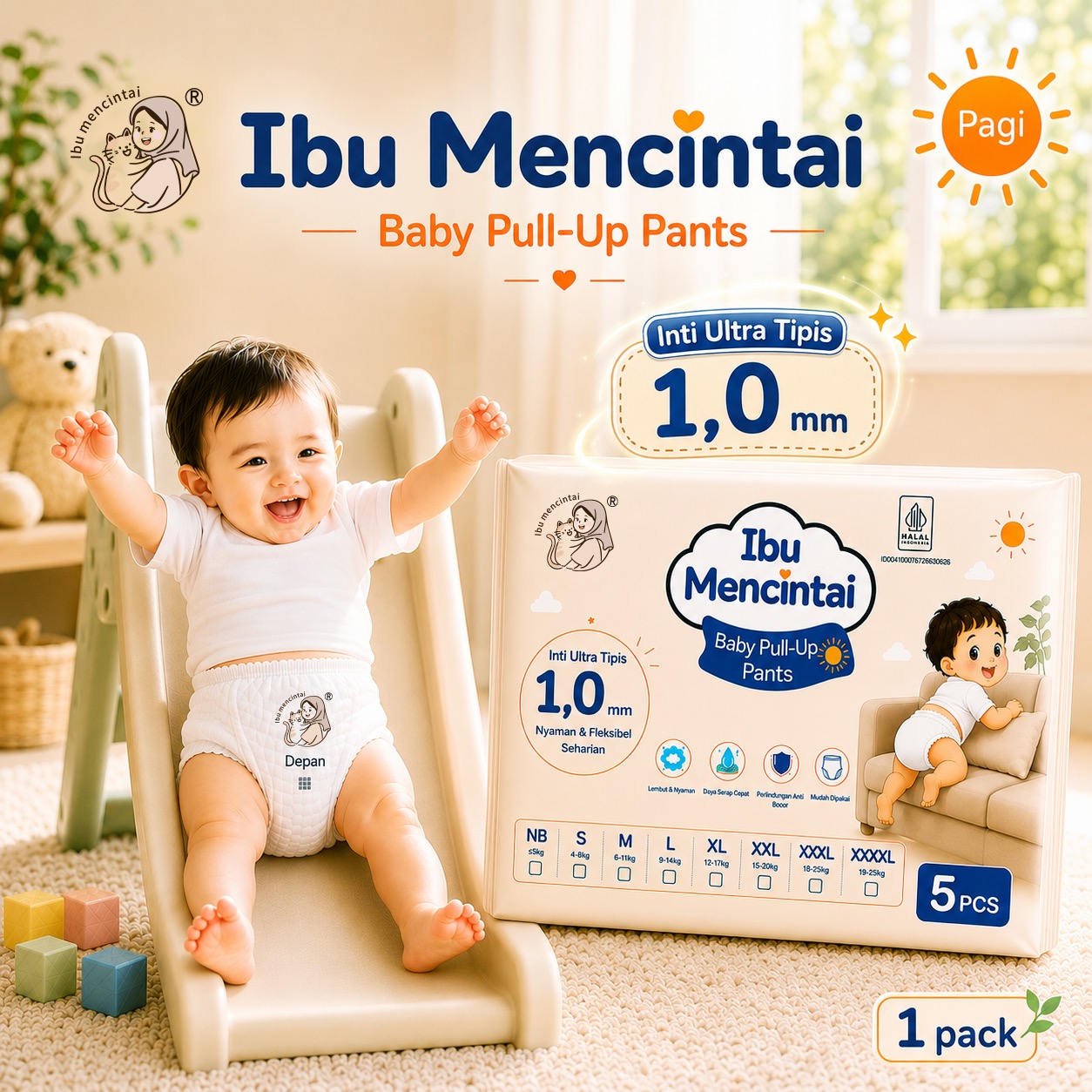 Ibu Mencintai Baby Pull-Up Pants untuk pemakaian harian